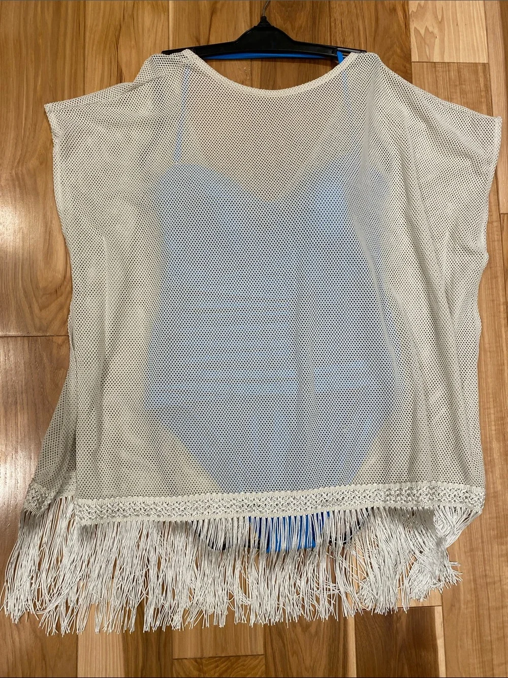 Victoria's Secret Cream Fringe Mesh Swim Cover-Up Tunic